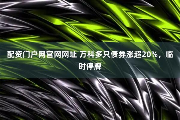 配资门户网官网网址 万科多只债券涨超20%，临时停牌